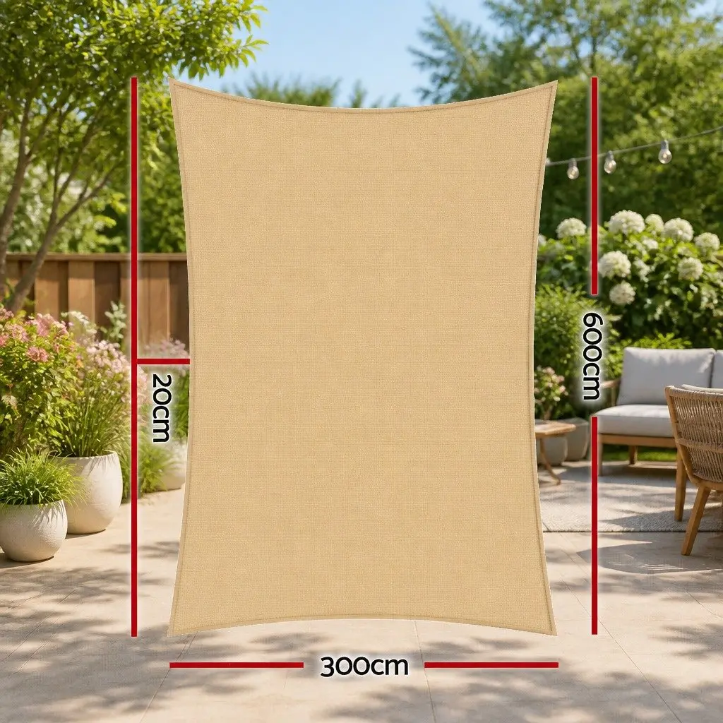 Rectangle Shade Sail UV Protection 3x6m Sand