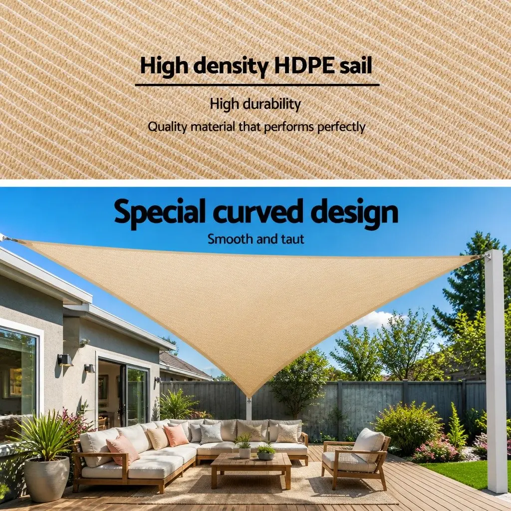 Triangle Shade Sail Sun Canopy Outdoor Garden Patio Pool 6.1x6.1x6.1M Sand