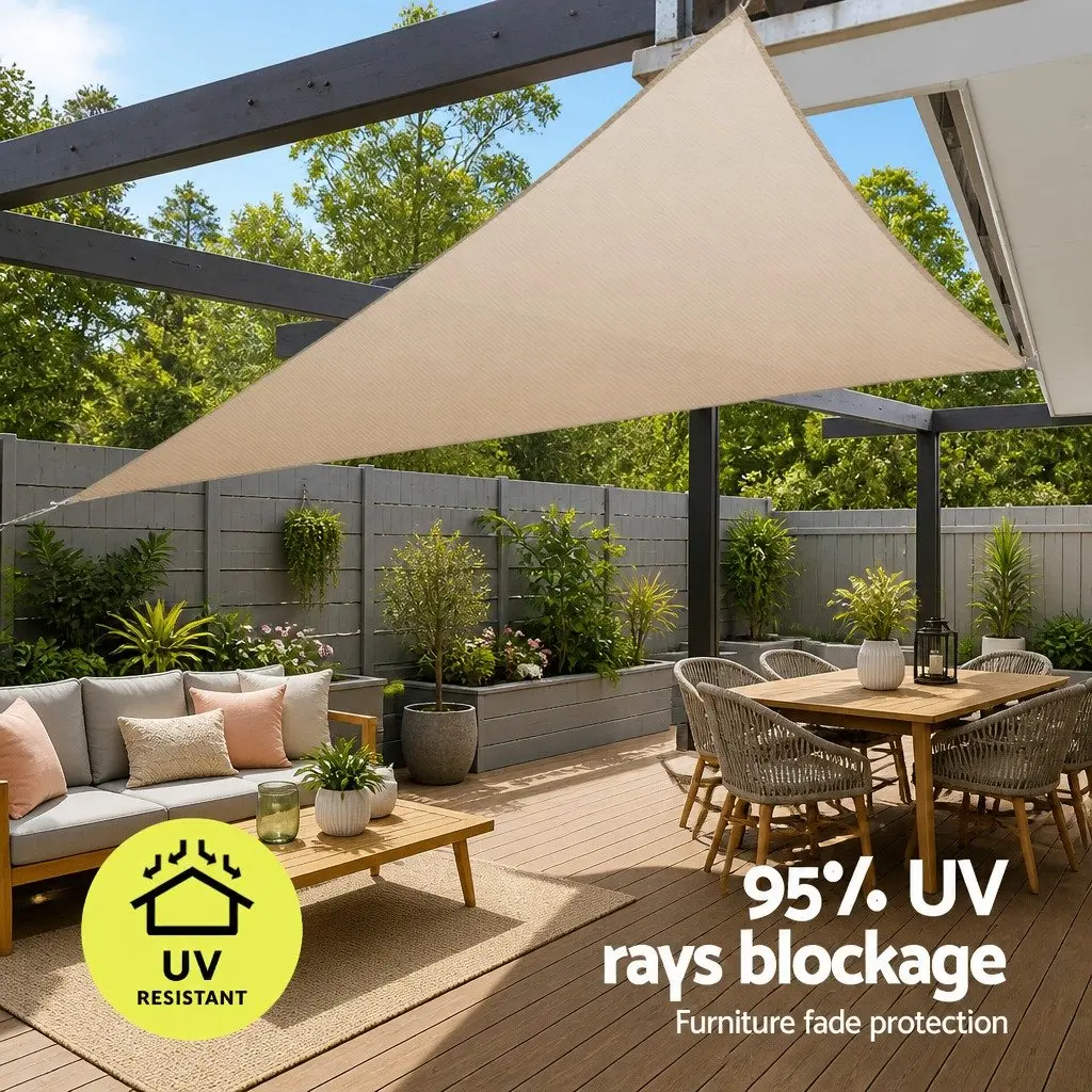 Triangle Shade Sail Sun Canopy Outdoor Garden Patio Pool 6.1x6.1x6.1M Sand