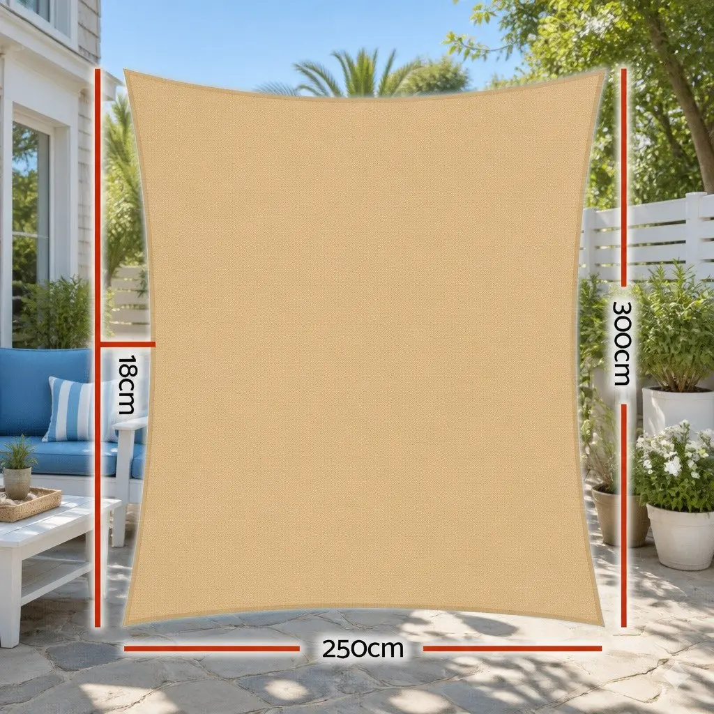 Rectangle Shade Sail UV Protection 2.5x3m Sand Outdoor Garden Sunshade Cloth