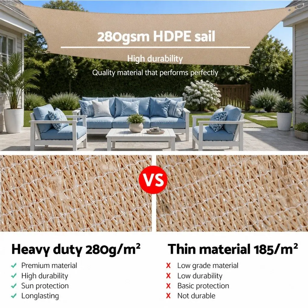 Rectangle Shade Sail UV Protection 2.5x3m Sand Outdoor Garden Sunshade Cloth