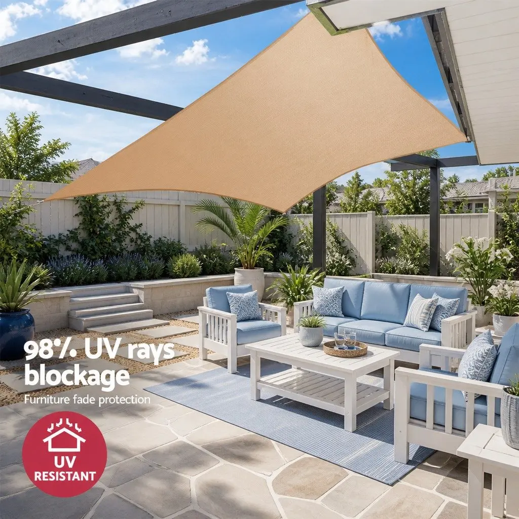 Rectangle Shade Sail UV Protection 2.5x3m Sand Outdoor Garden Sunshade Cloth