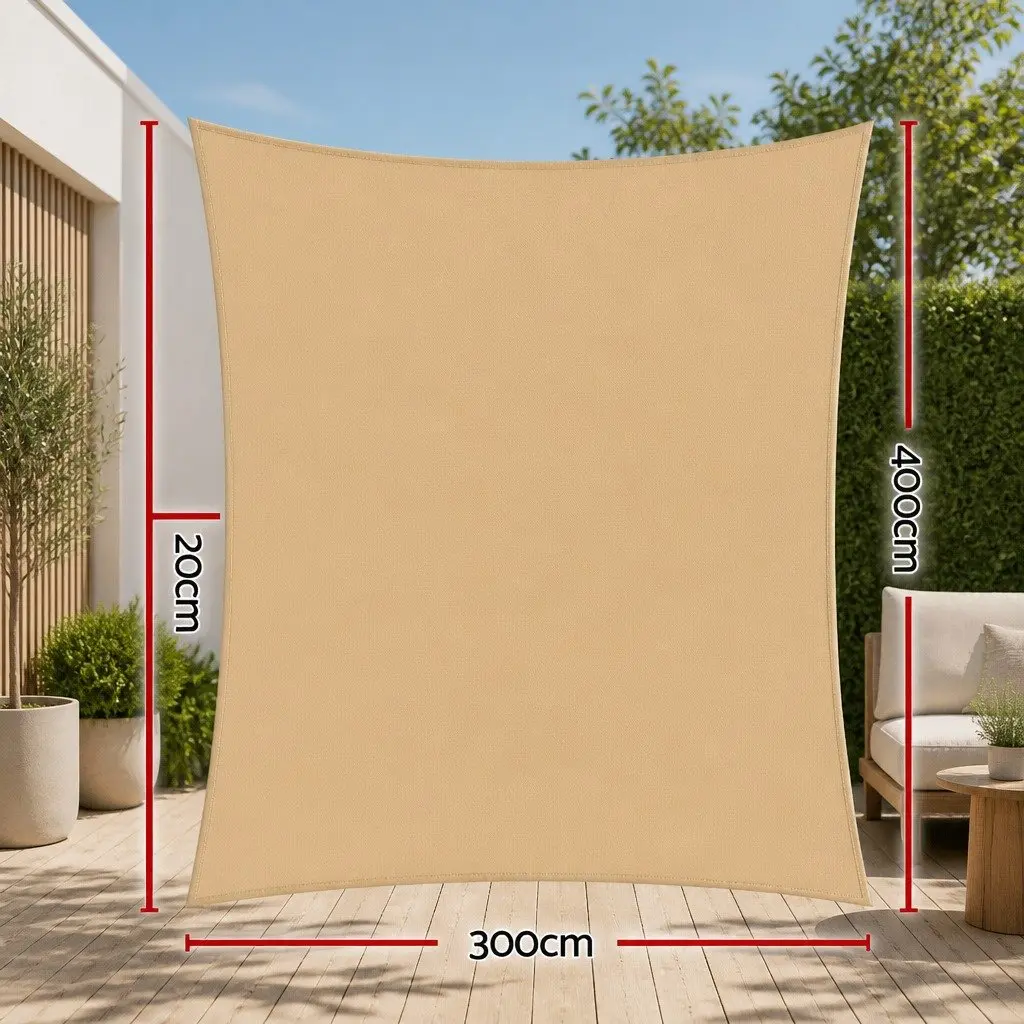 Shade Sail Rectangle UV Block 3x4m Outdoor Garden Patio Sunshade Cloth Sand