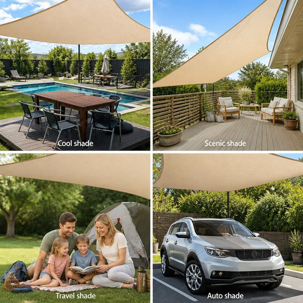 Shade Sail Rectangle UV Block 3x4m Outdoor Garden Patio Sunshade Cloth Sand