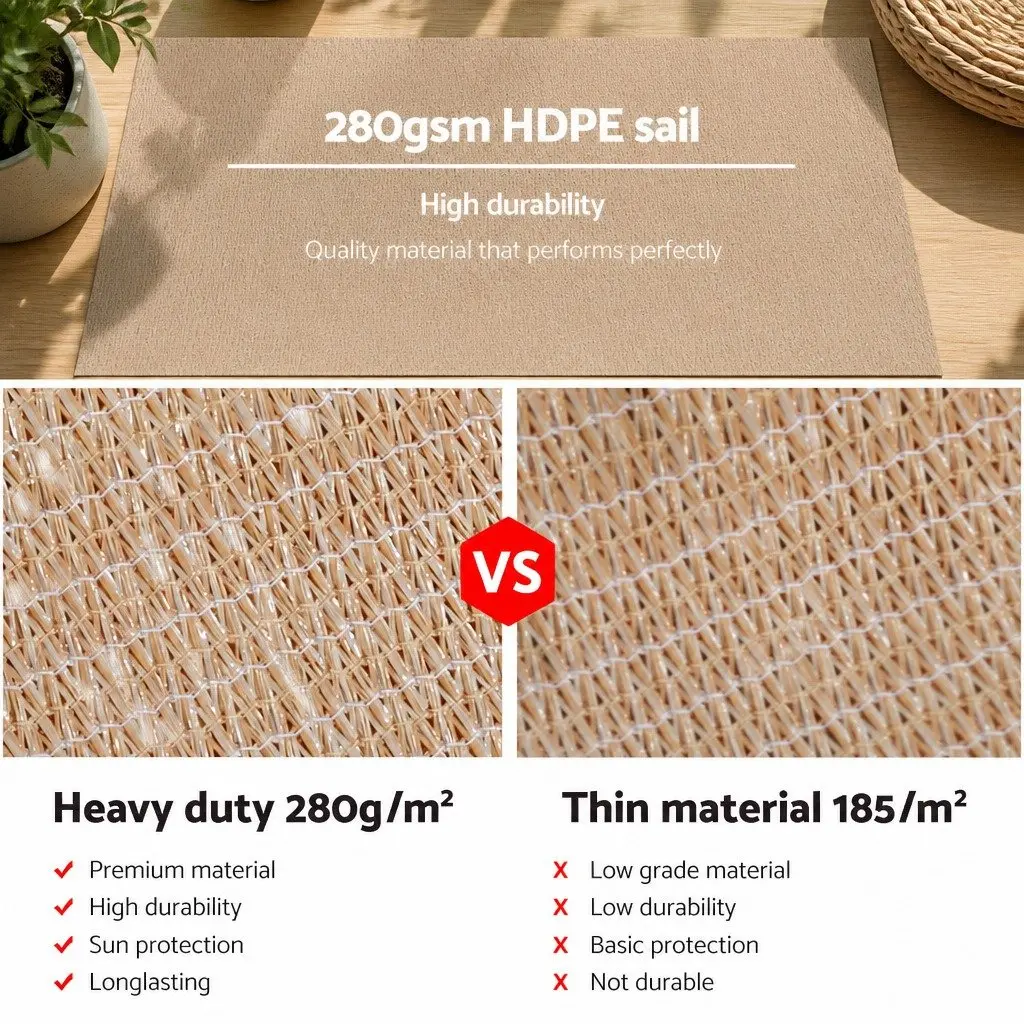 Shade Sail Rectangle UV Block 3x4m Outdoor Garden Patio Sunshade Cloth Sand