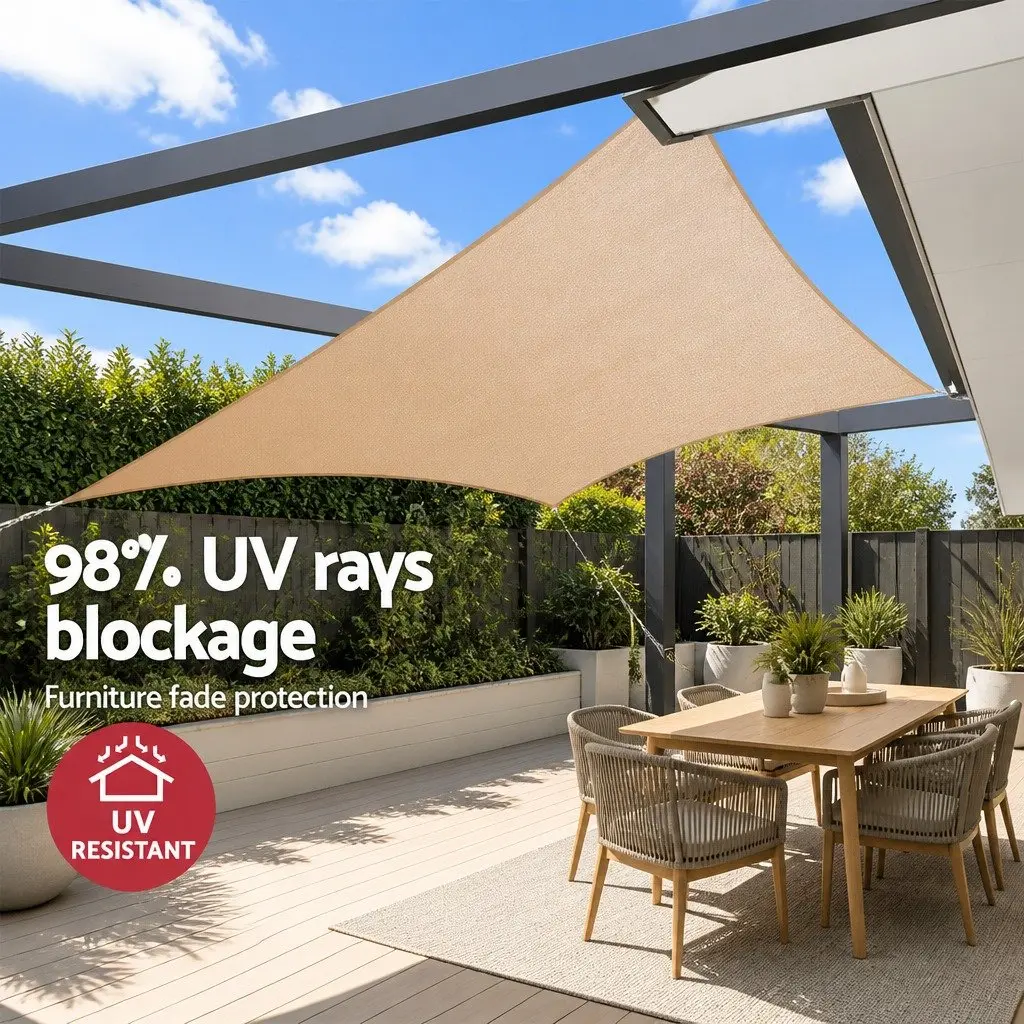Shade Sail Rectangle UV Block 3x4m Outdoor Garden Patio Sunshade Cloth Sand