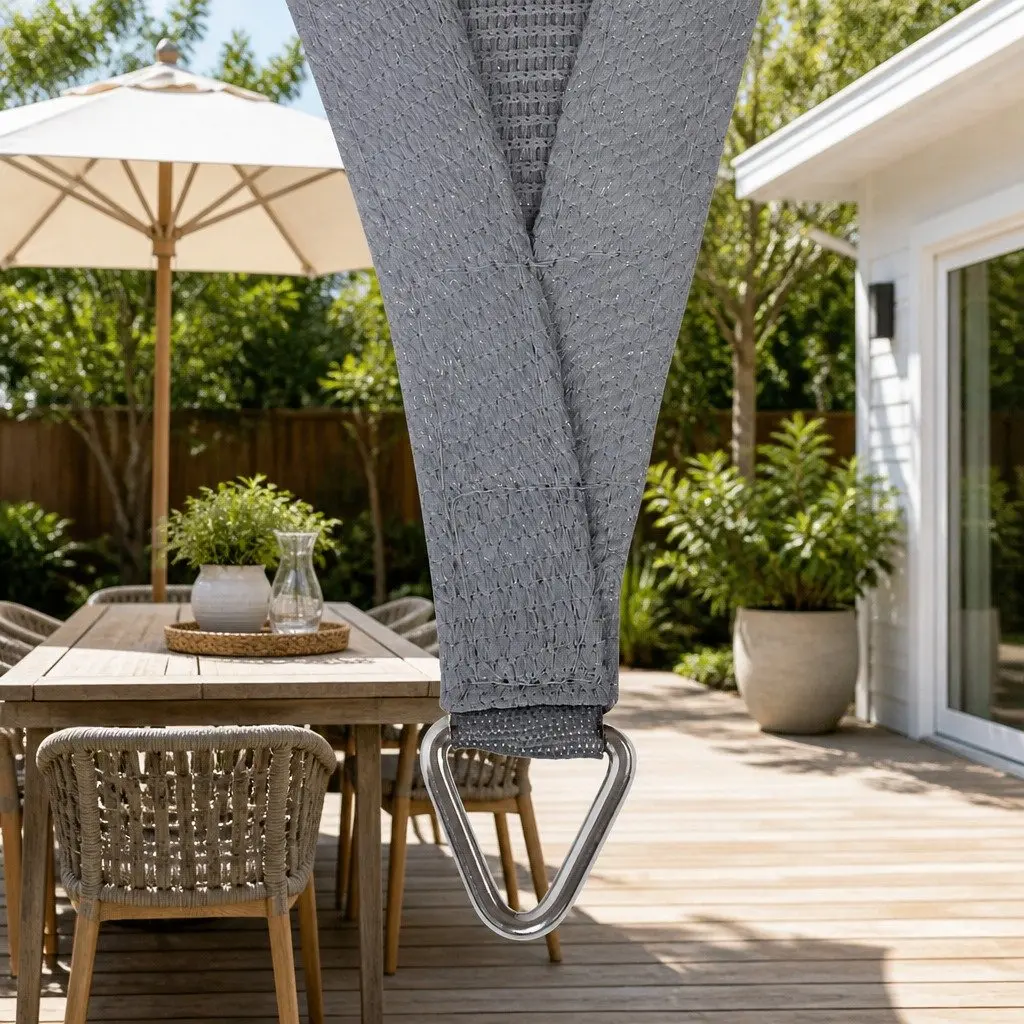 Rectangle Shade Sail 3x5m Grey UV Protection Outdoor Commercial Grade Fabric