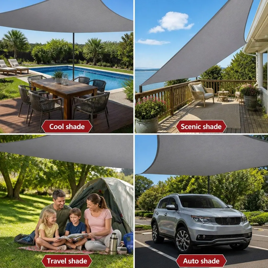 Rectangle Shade Sail 3x5m Grey UV Protection Outdoor Commercial Grade Fabric