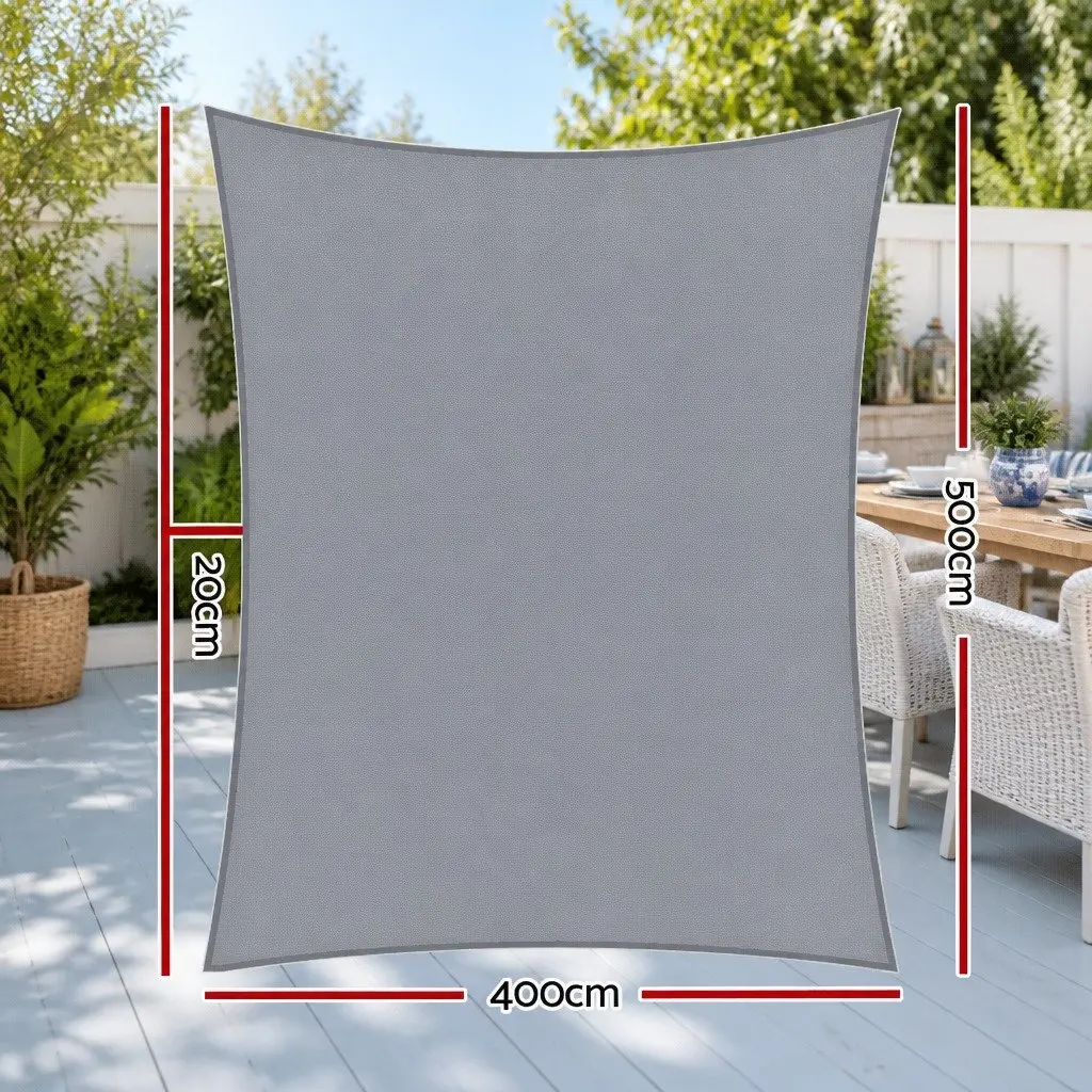 Rectangle Shade Sail 4x5m Grey UV Block Outdoor Sunshade for Patio Pool Garden