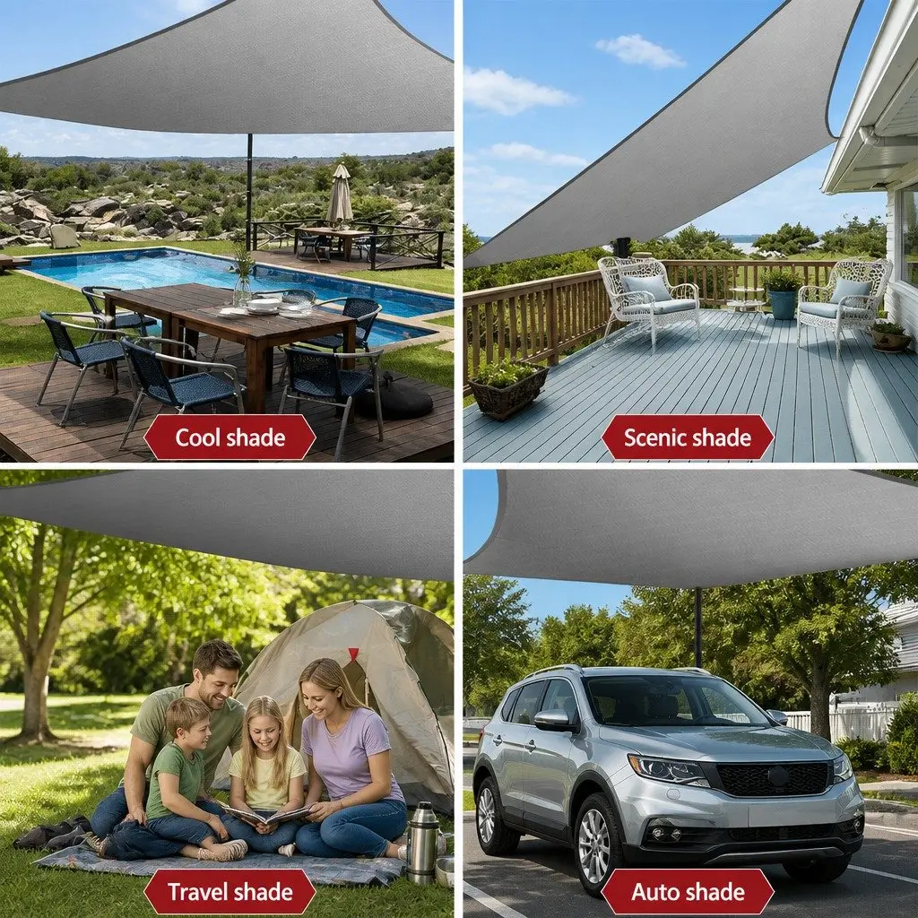 Rectangle Shade Sail 4x5m Grey UV Block Outdoor Sunshade for Patio Pool Garden