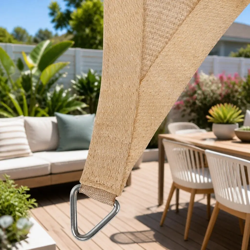 Shade Sail Rectangle UV Block 4x5m Sand Beige Outdoor Patio Pool Sunshade