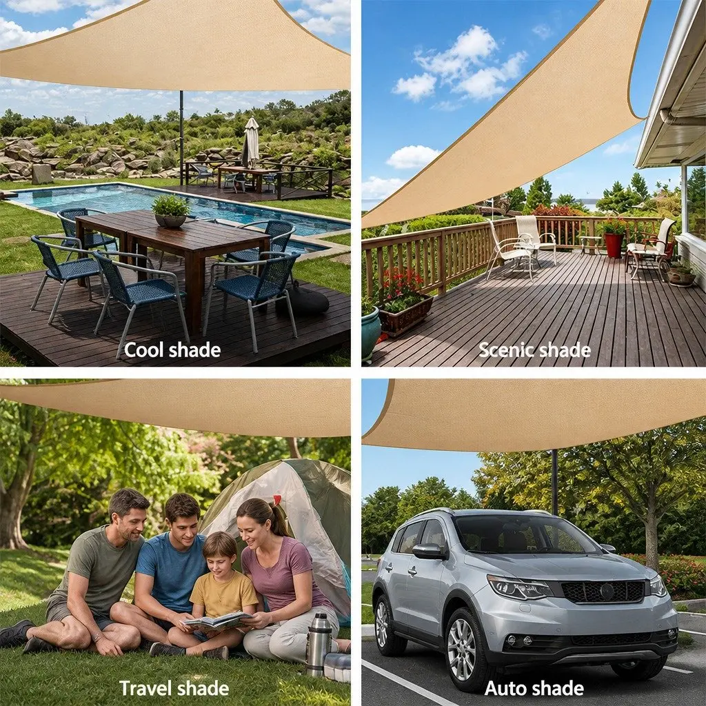 Shade Sail Rectangle UV Block 4x5m Sand Beige Outdoor Patio Pool Sunshade
