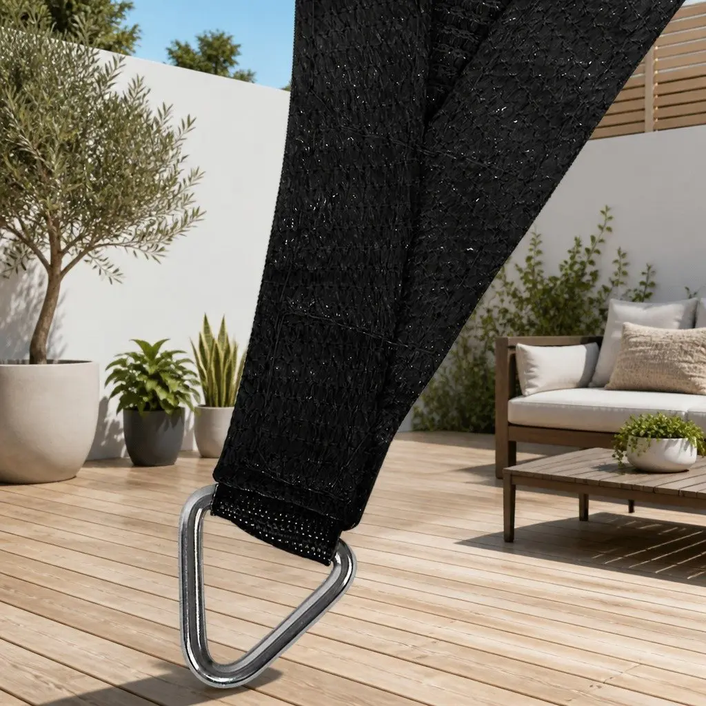 Rectangle Shade Sail UV Protection 4x6m Black Outdoor Patio Pool Garden Sunshade