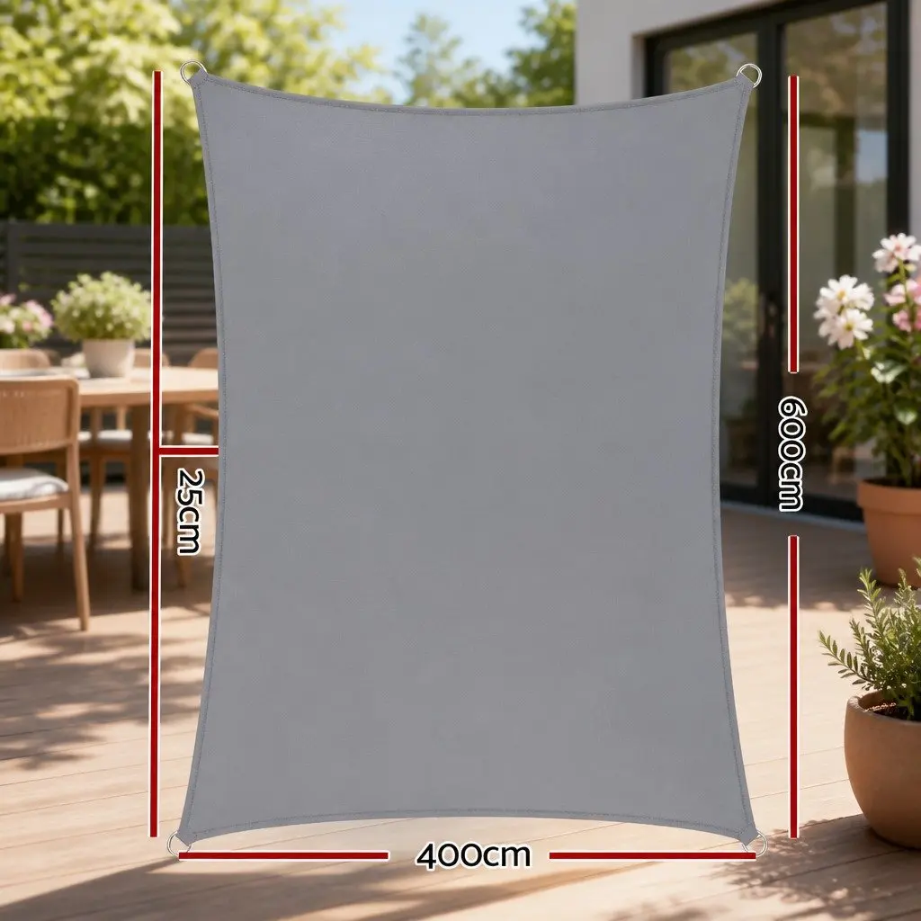 Shade Sail Rectangle Grey 4x6m Outdoor UV Protection Cloth for Patio Pool