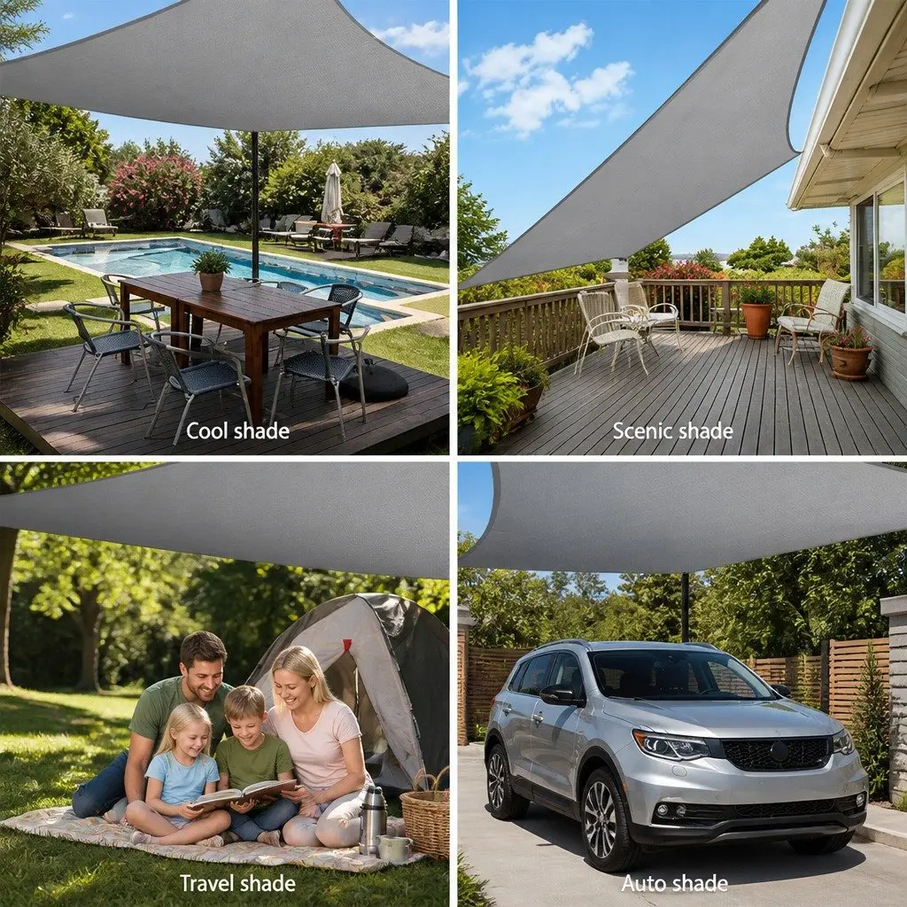Shade Sail Rectangle Grey 4x6m Outdoor UV Protection Cloth for Patio Pool