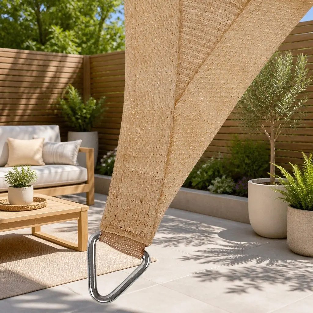 Rectangle Shade Sail UV Protection 4x6m Sand Beige Outdoor Patio Pool Garden Sunshade Cloth