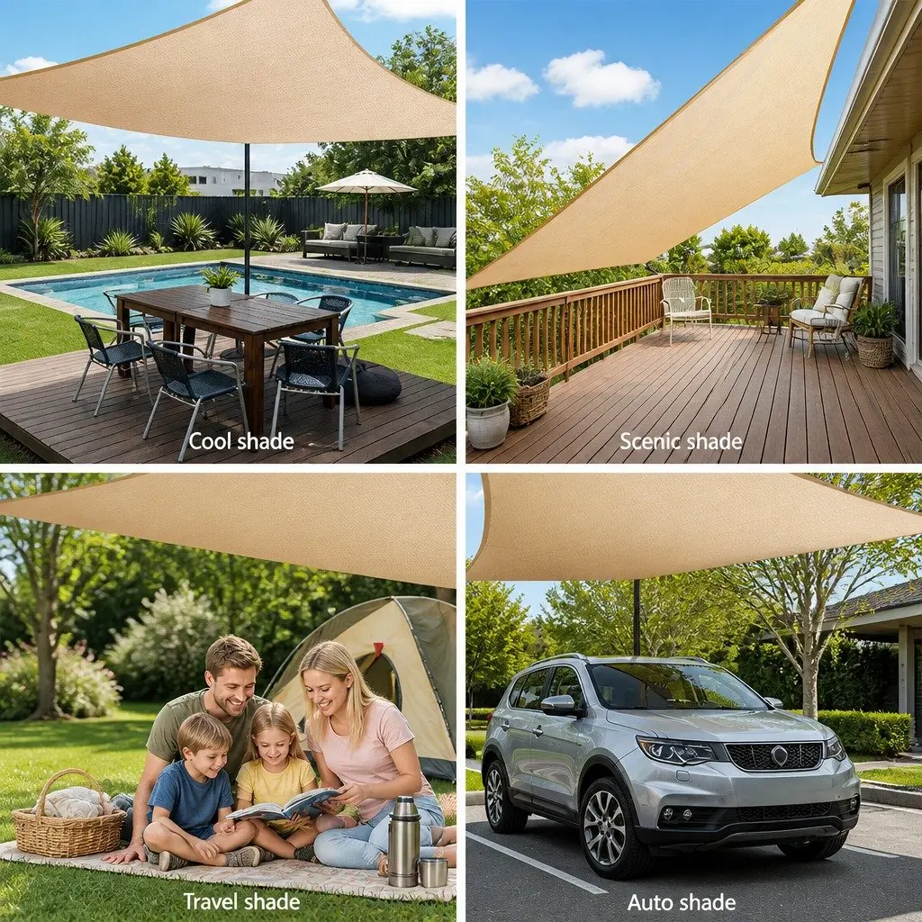 Rectangle Shade Sail UV Protection 4x6m Sand Beige Outdoor Patio Pool Garden Sunshade Cloth