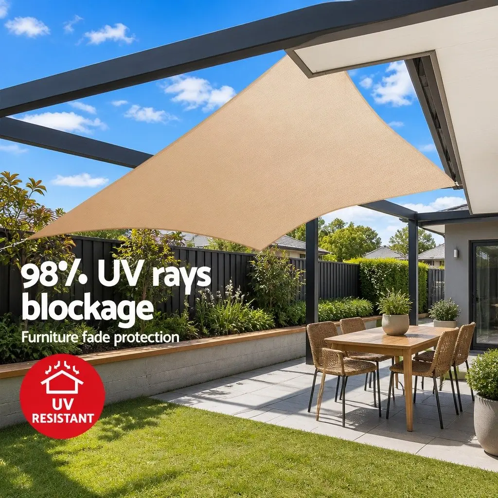 Rectangle Shade Sail UV Protection 4x6m Sand Beige Outdoor Patio Pool Garden Sunshade Cloth