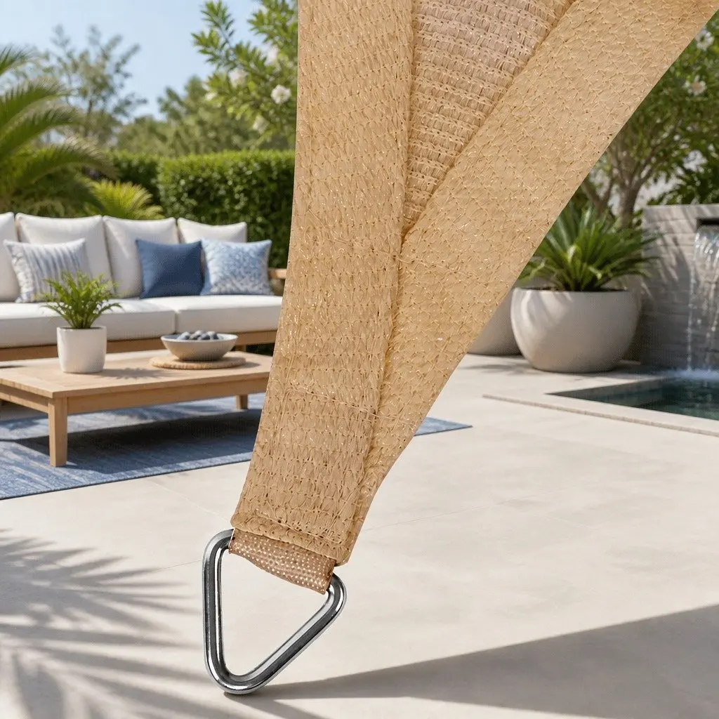 Shade Sail UV Protection 5x5m Square Outdoor Patio Pool Deck Sunshade Cloth Sand