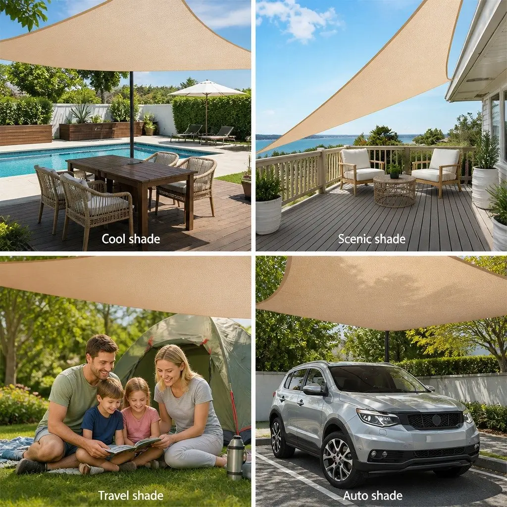 Shade Sail UV Protection 5x5m Square Outdoor Patio Pool Deck Sunshade Cloth Sand