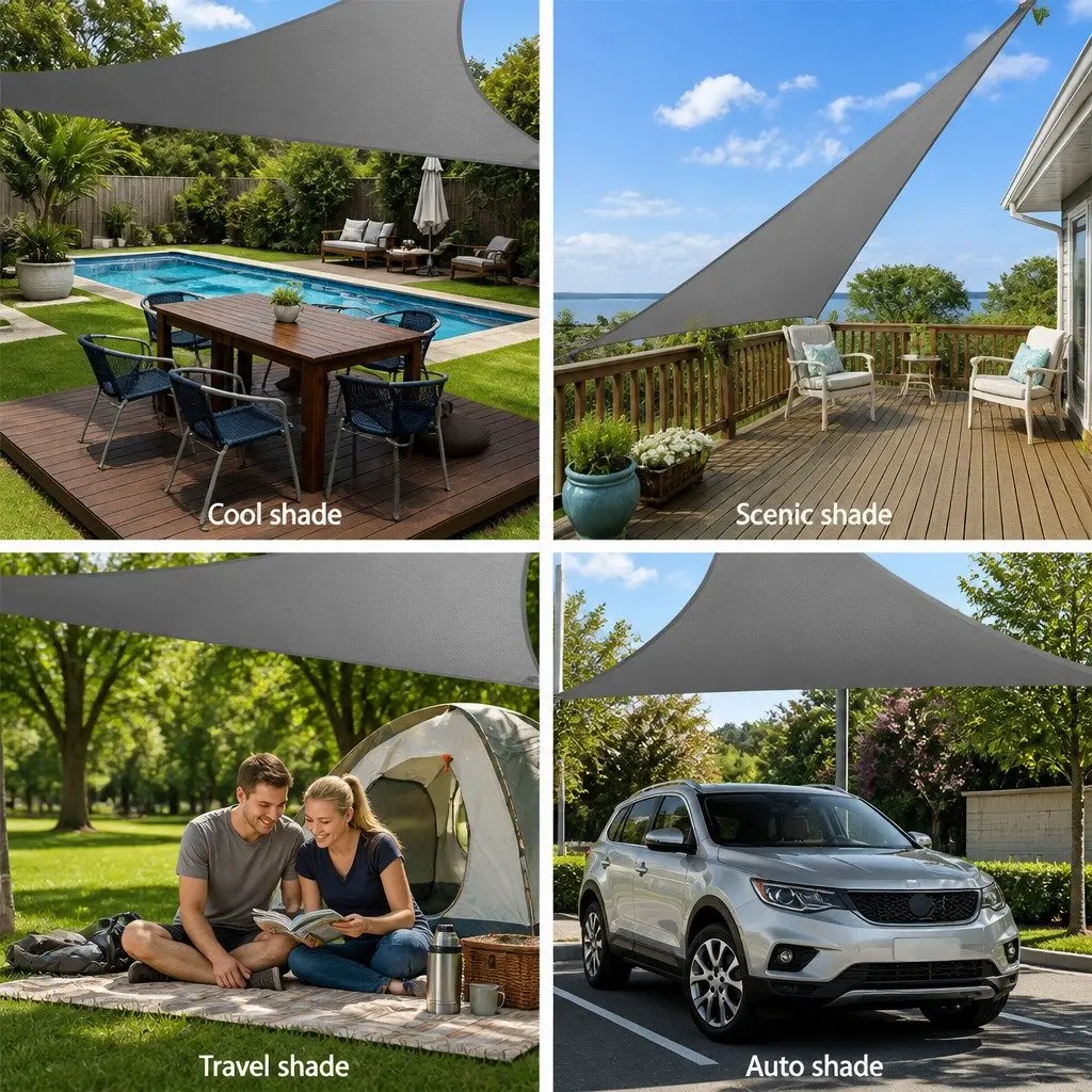 Triangle Shade Sail Outdoor Sun Shelter 5m Grey
