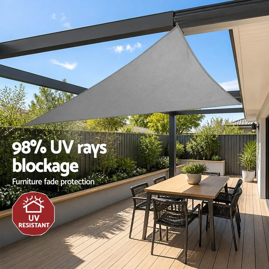 Triangle Shade Sail Outdoor Sun Shelter 5m Grey