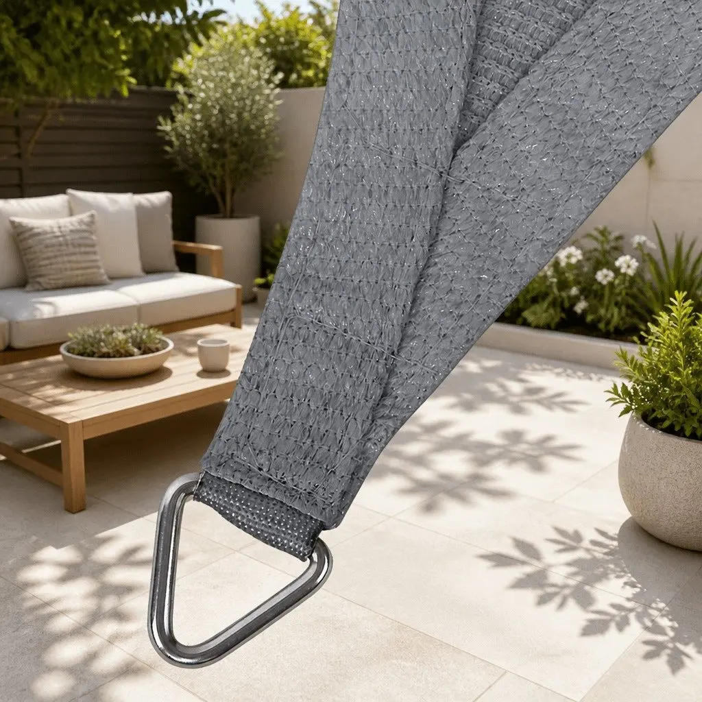 Rectangle Shade Sail Grey 5x6m Outdoor UV Protection Cover 280GSM Durable Fabric