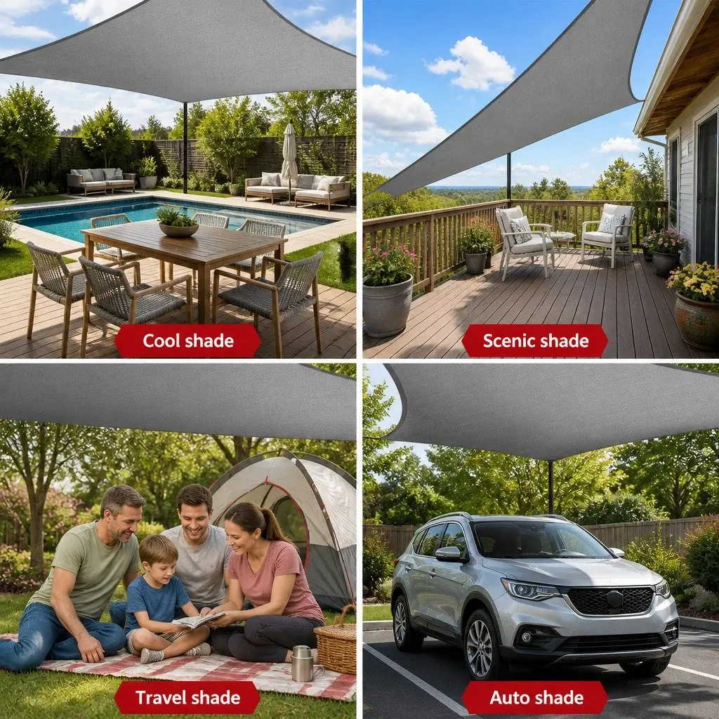 Rectangle Shade Sail Grey 5x6m Outdoor UV Protection Cover 280GSM Durable Fabric