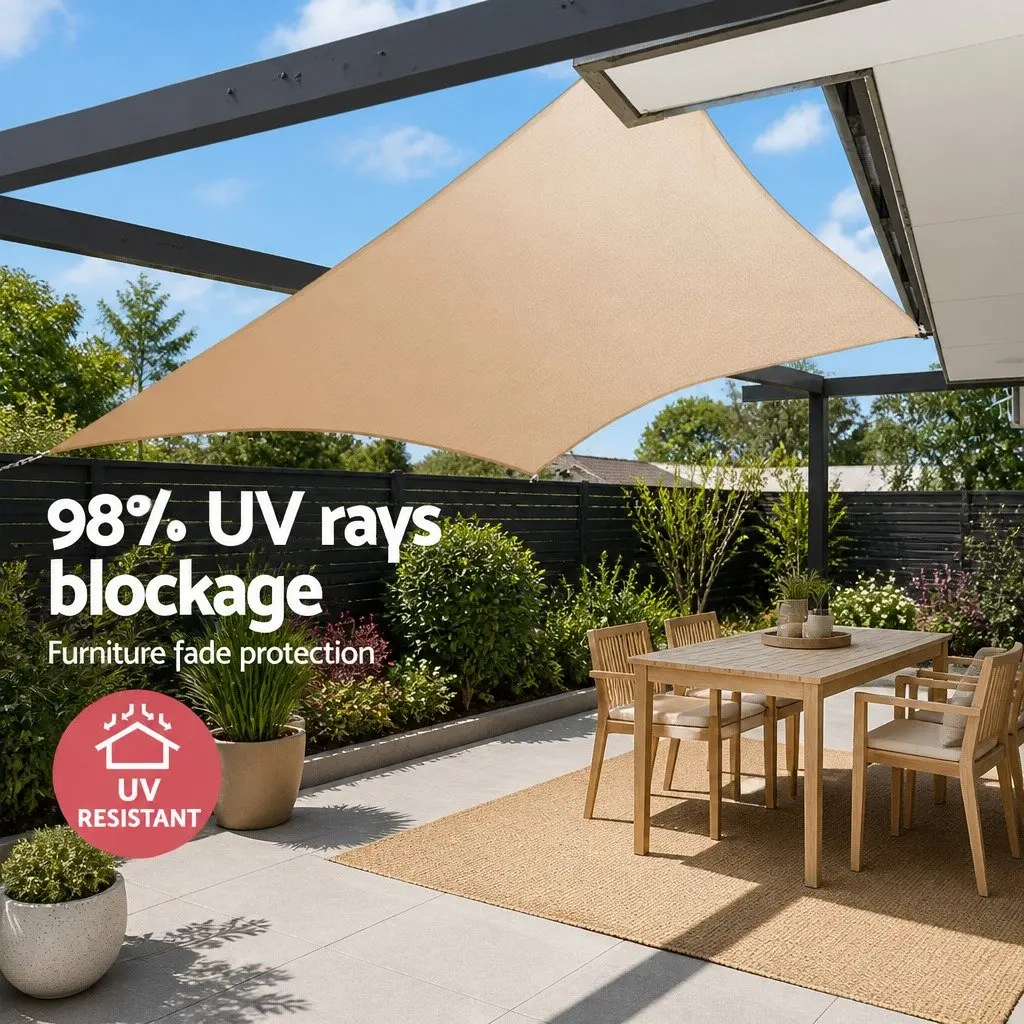 Shade Sail Rectangle UV Protection 5x6m Sand Breathable Outdoor