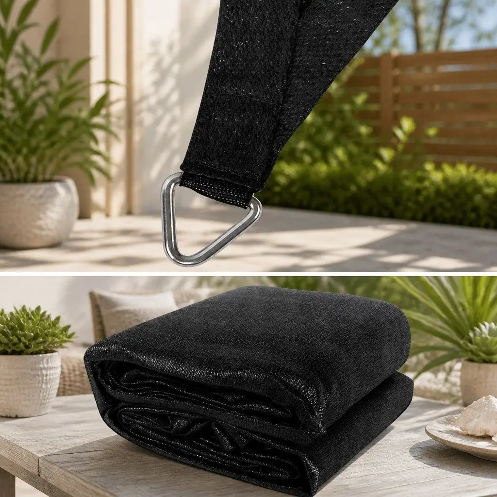 Rectangle Shade Sail UV Protection 5x7m Black 280GSM Outdoor Patio Pool Sunshade Cloth