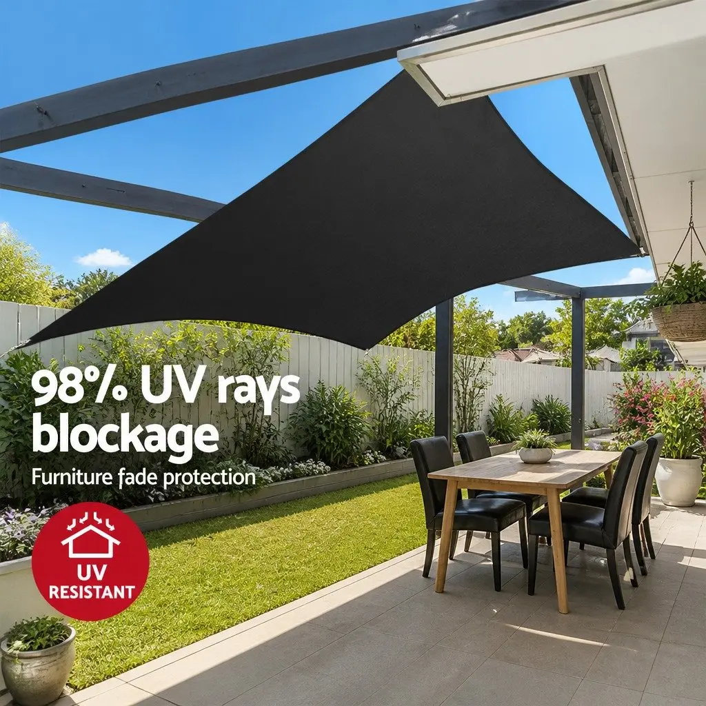 Rectangle Shade Sail UV Protection 5x7m Black 280GSM Outdoor Patio Pool Sunshade Cloth
