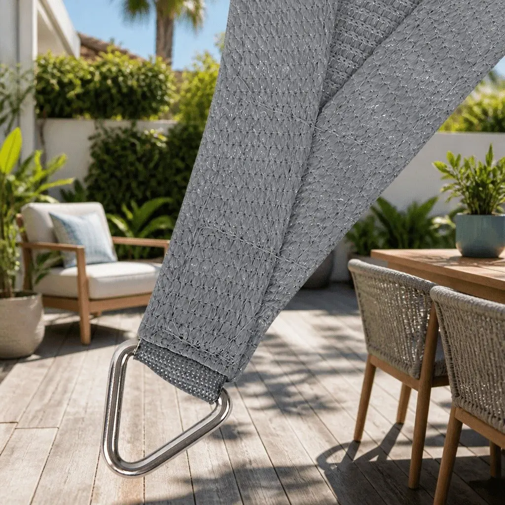 Rectangle Shade Sail UV Protection 6x6m Grey 280GSM Outdoor Patio Pool Cover