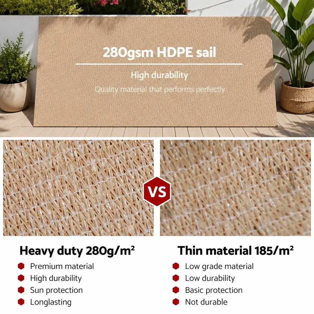 Rectangle Shade Sail UV Protection 6x8m Sand