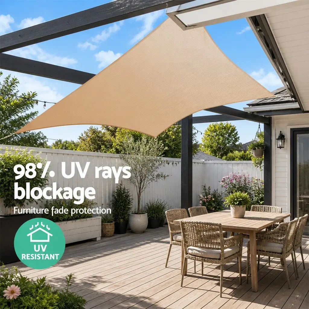 Rectangle Shade Sail UV Protection 6x8m Sand