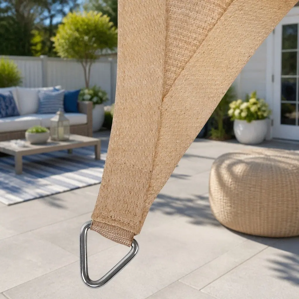 Triangle Shade Sail UV Protection 5x5x5M Sand Beige Outdoor Patio Pool Garden Sunshade