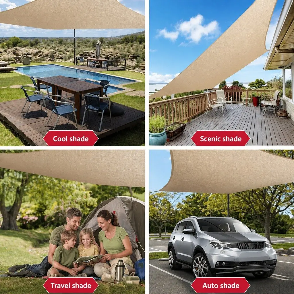 Triangle Shade Sail UV Protection 5x5x5M Sand Beige Outdoor Patio Pool Garden Sunshade
