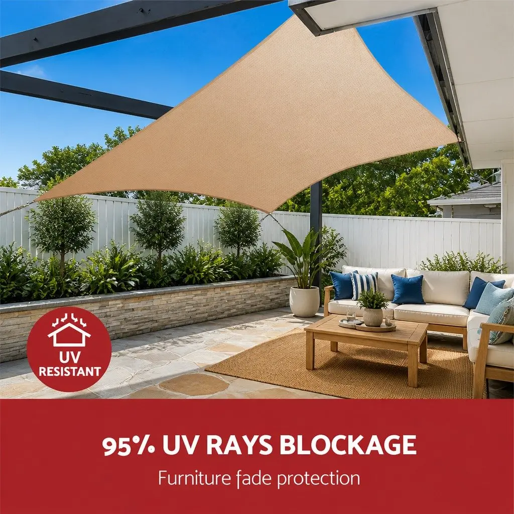 Triangle Shade Sail UV Protection 5x5x5M Sand Beige Outdoor Patio Pool Garden Sunshade