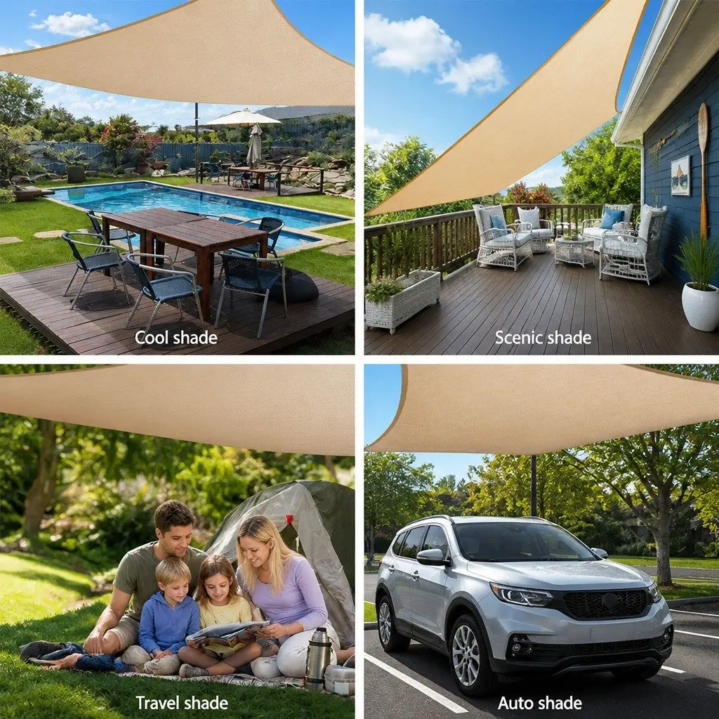 Shade Sail Rectangle UV Protection 6m x 6m Sand Beige Outdoor Patio Pool Garden Sunshade Cloth