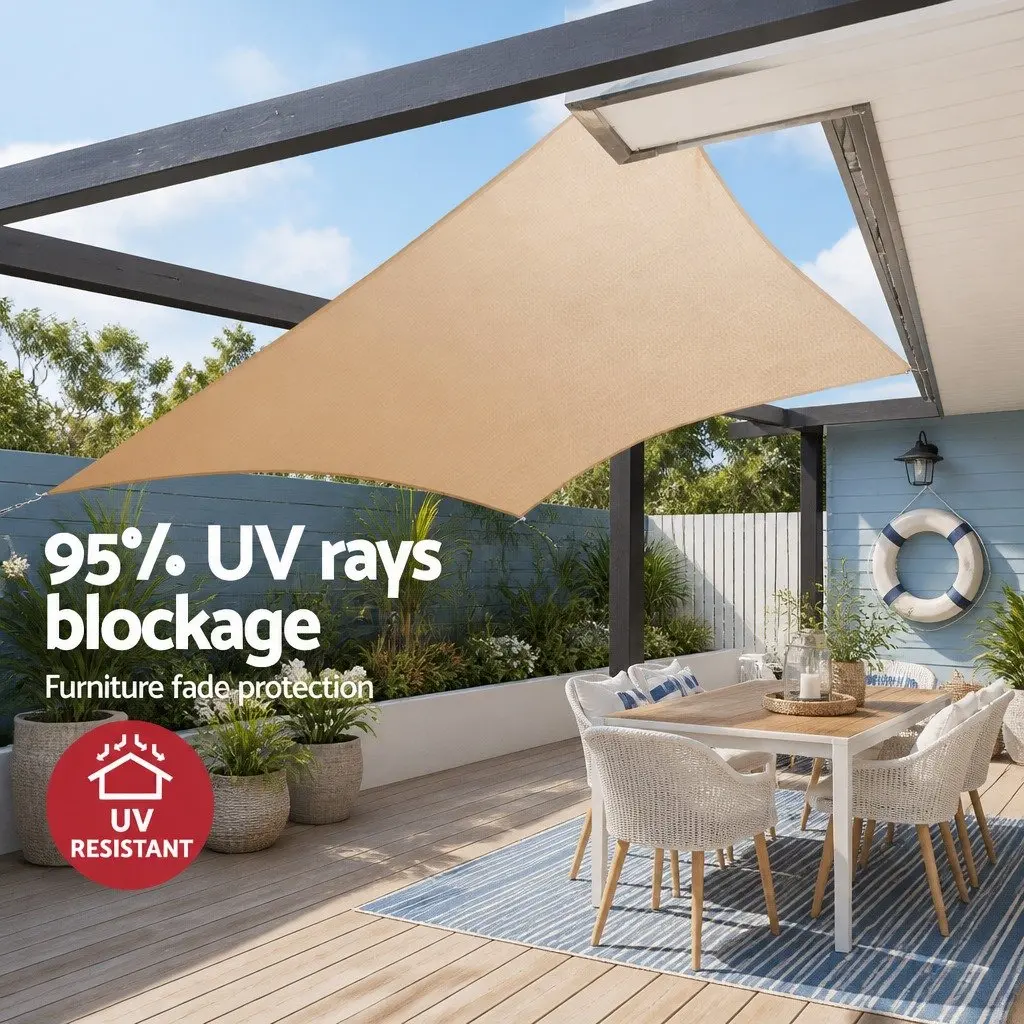 Shade Sail Rectangle UV Protection 6m x 6m Sand Beige Outdoor Patio Pool Garden Sunshade Cloth