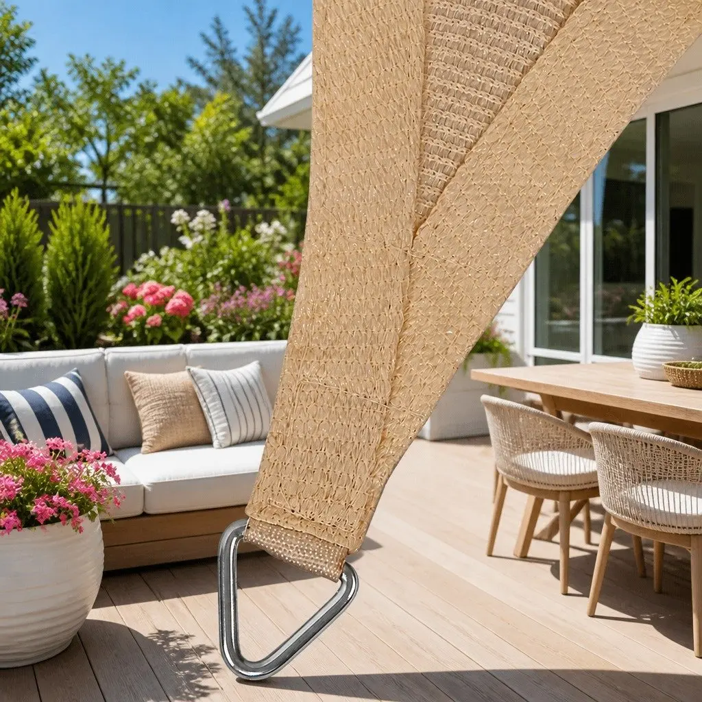 Rectangle Shade Sail UV Protection 6x8m Sand Outdoor Patio Pool Sunshade