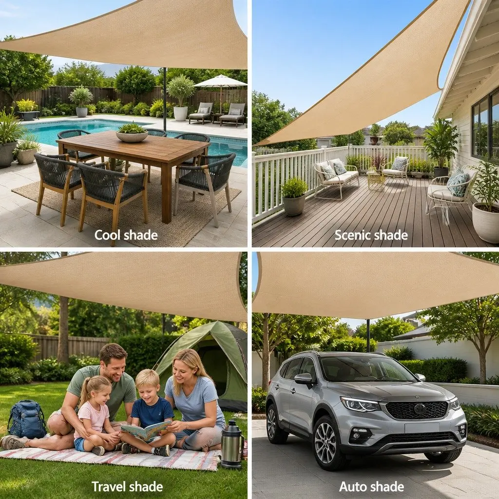 Shade Sail Waterproof Rectangle 2x4m Sand UV Block Outdoor Canopy