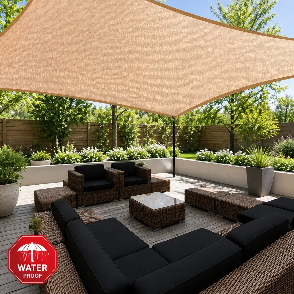 Shade Sail Rectangle Waterproof UV Protection 3x4m Sand
