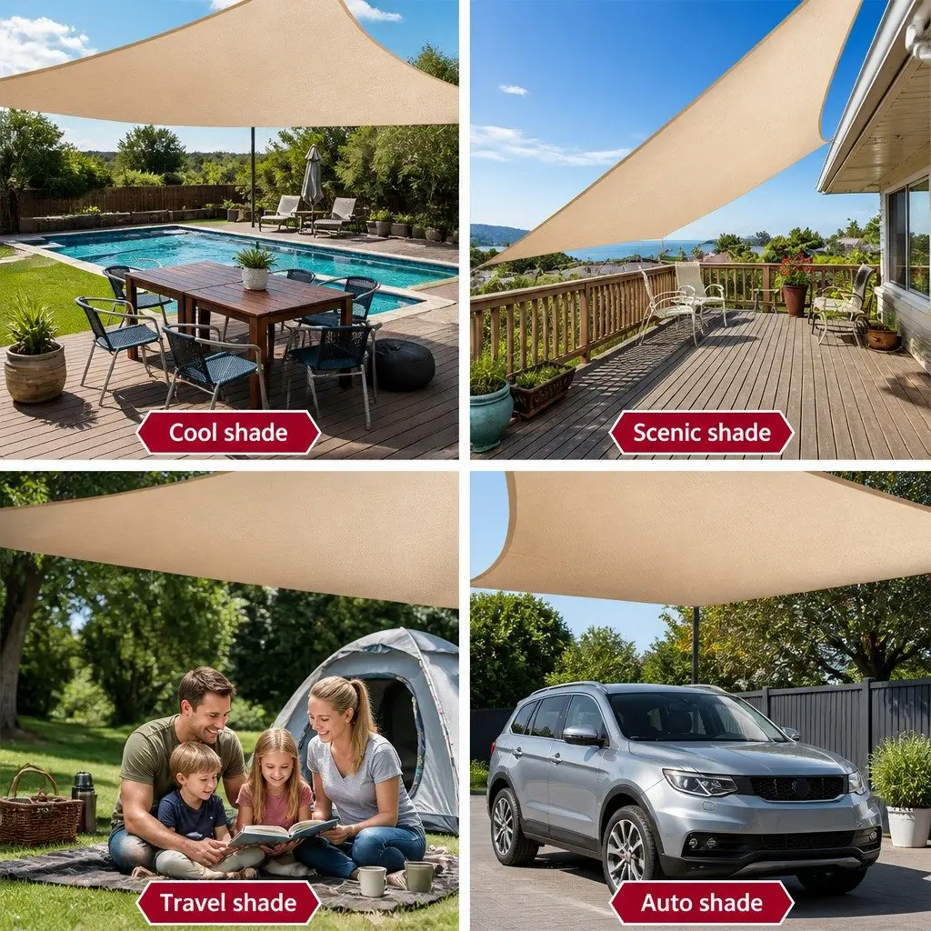 Waterproof Shade Sail UV Protection 3x5m Rectangle Sand