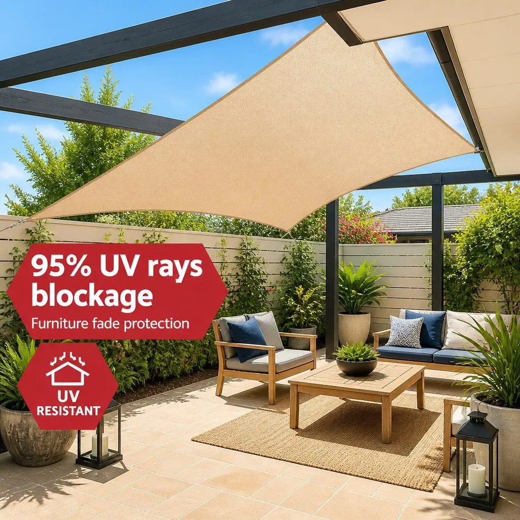 Waterproof Shade Sail UV Protection 3x6m Rectangle Sand Beige
