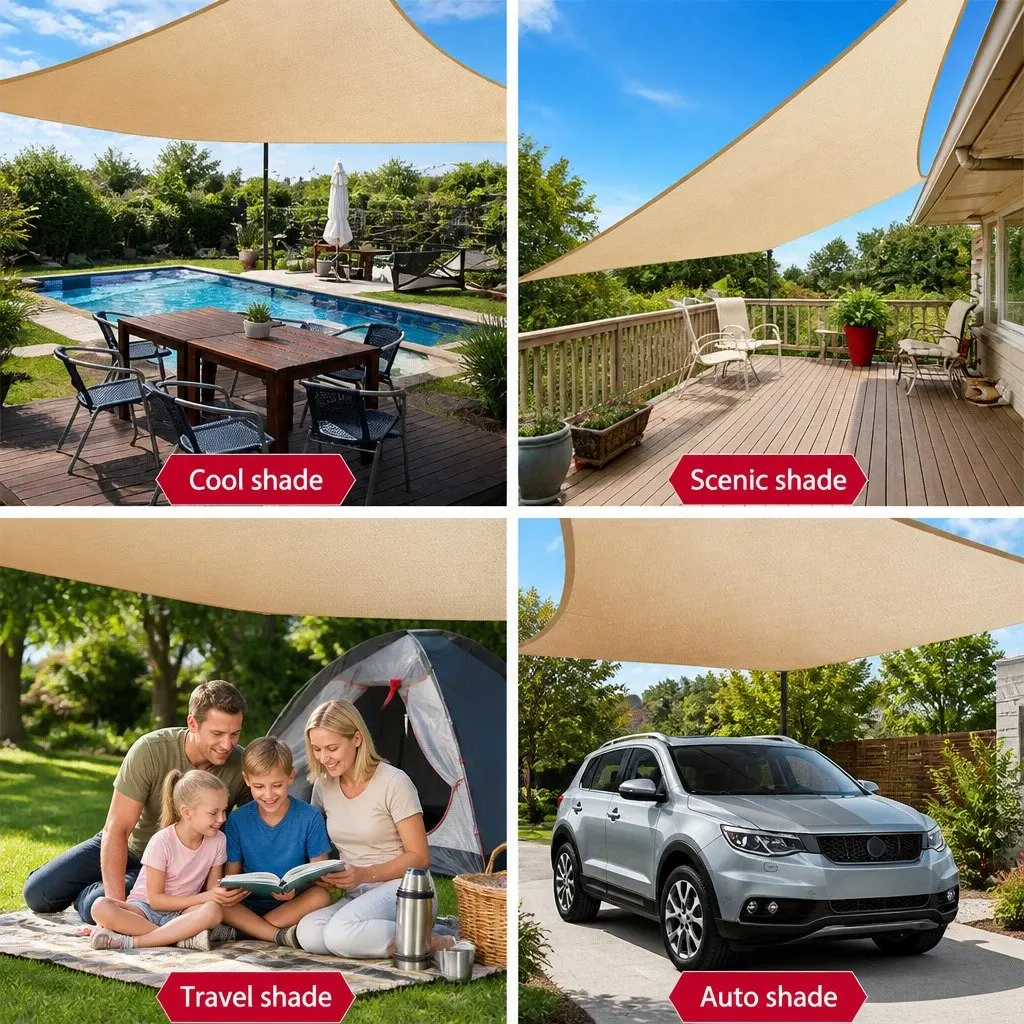 Rectangle Shade Sail UV Protection 4x5m Waterproof Sand Beige