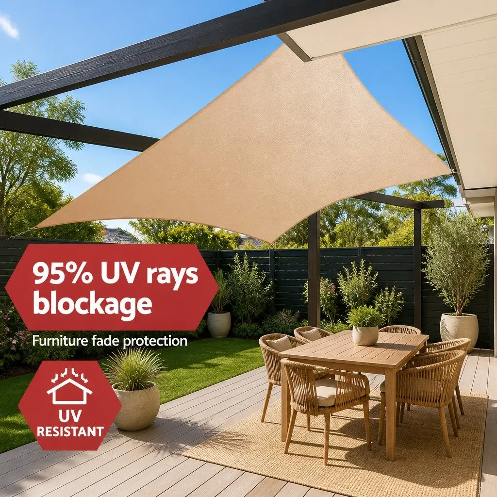 Rectangle Shade Sail UV Protection 4x5m Waterproof Sand Beige