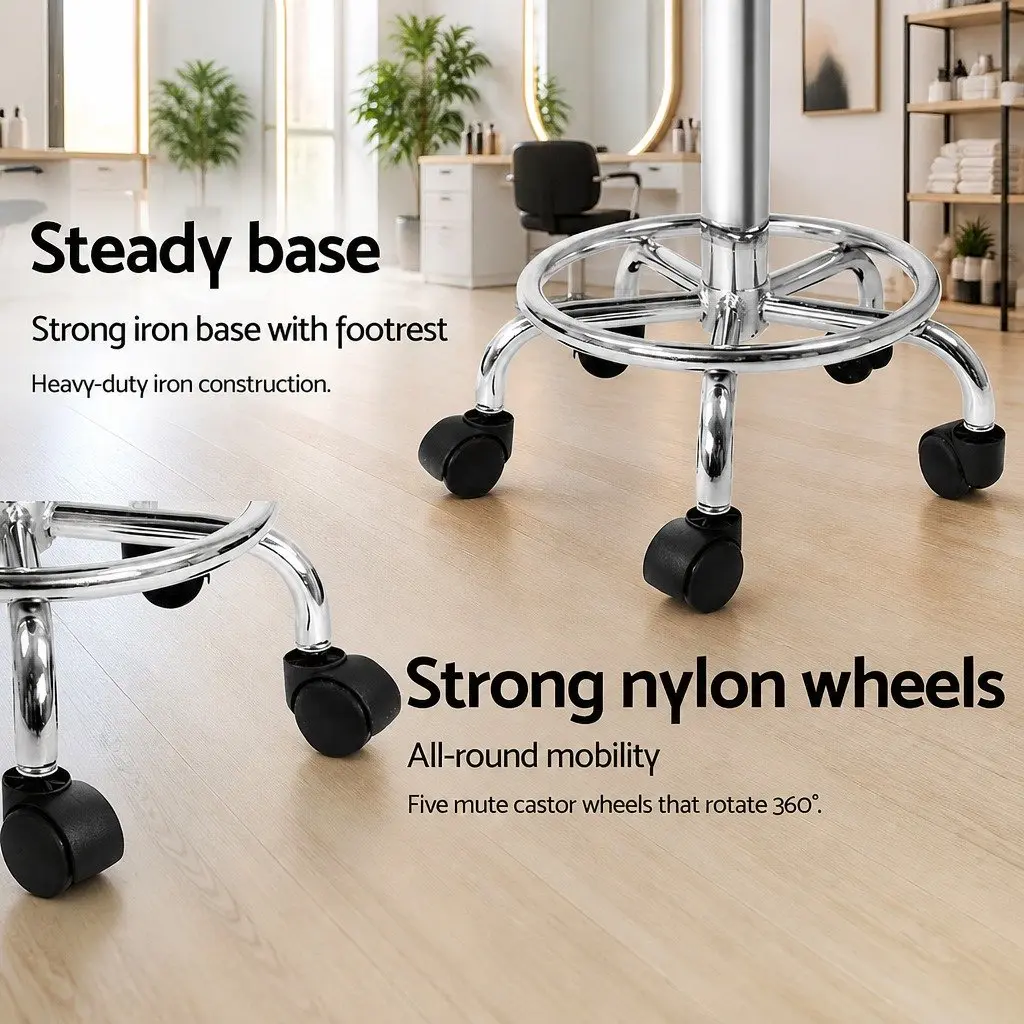 Black Salon Stool with Backrest