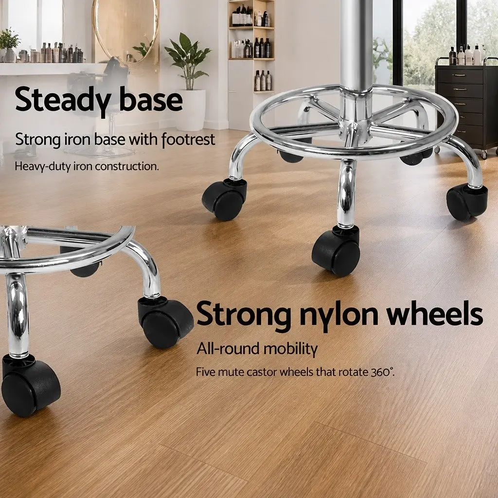 Salon Stool Saddle Swivel Chair 360° Rotatable Adjustable Height White