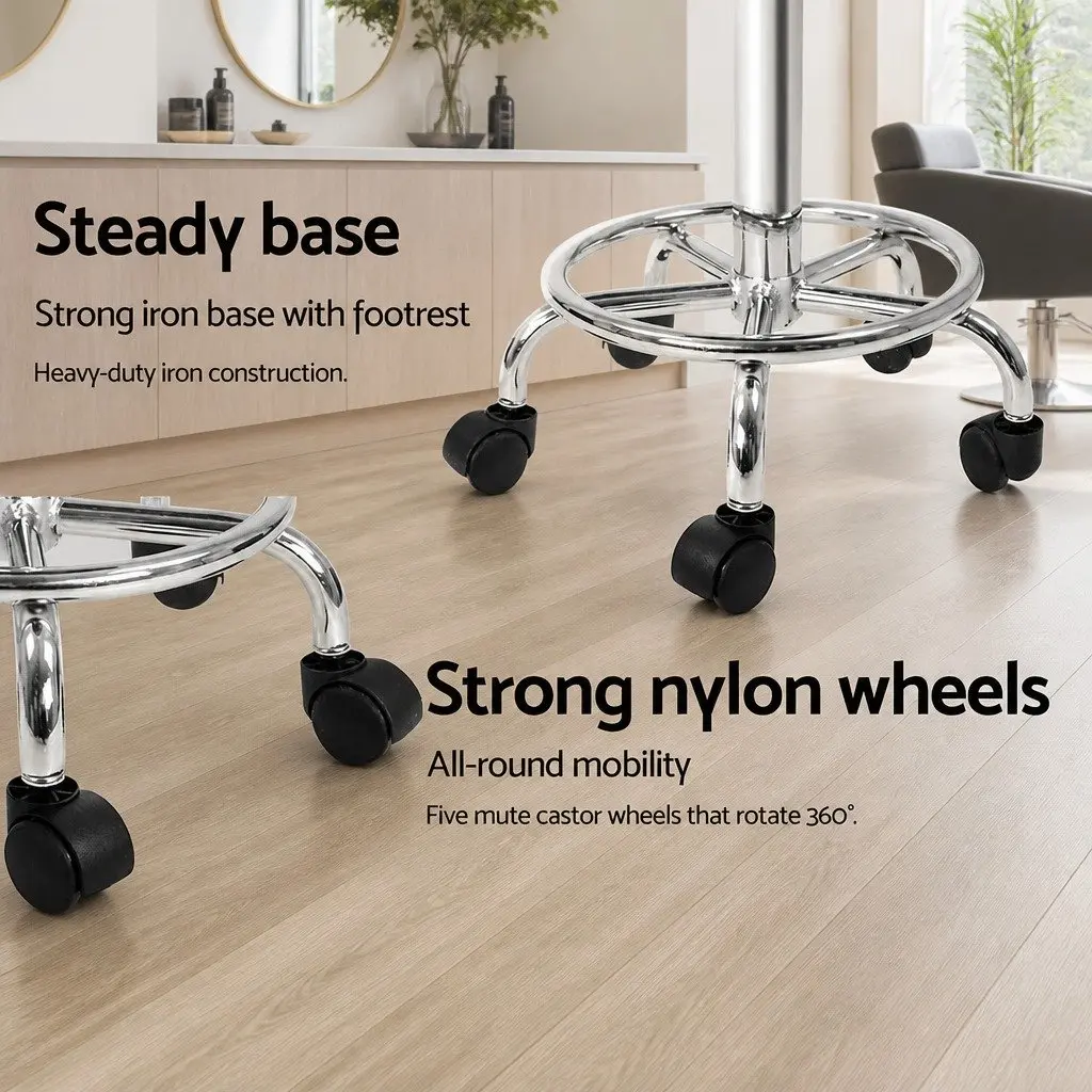 Salon Stool Adjustable Height Round Swivel Chair Black 2 Piece