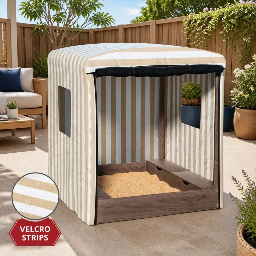 Wooden Sandbox with Canopy Outdoor Play Equipment 120cm Brown
